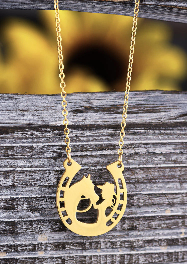 

Necklaces Horse Girl Hollow Out Necklace in Gold. Size