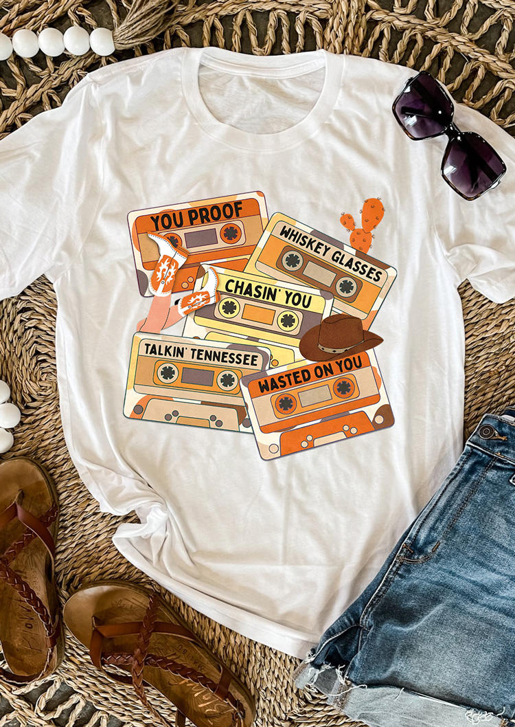 

T-shirts Tees Your Proof Whiskey Glasses Cactus T-Shirt Tee in White. Size