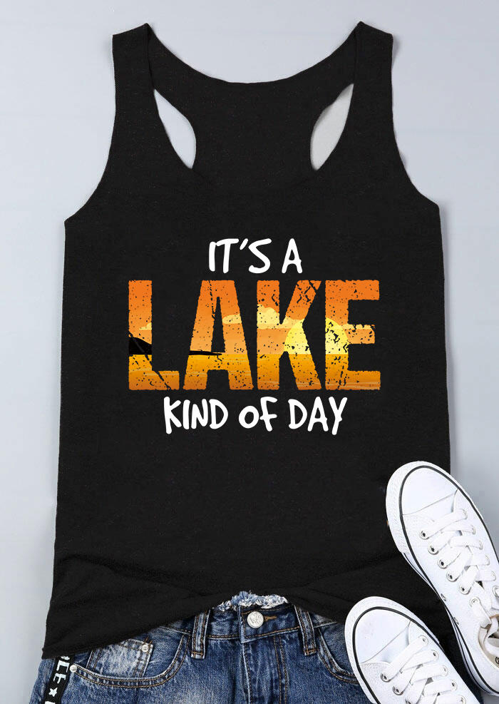 

Tank Tops It' A Lake Kind Of Day Racerback Tank Top in Black. Size