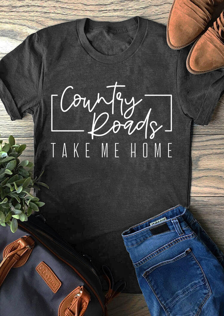 

T-shirts Tees Country Roads Take Me Home T-Shirt Tee - Dark Grey in Gray. Size