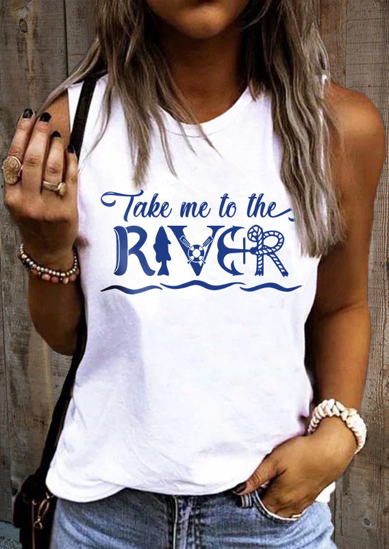 Take Me To The River Anchor O-Neck Tank - White