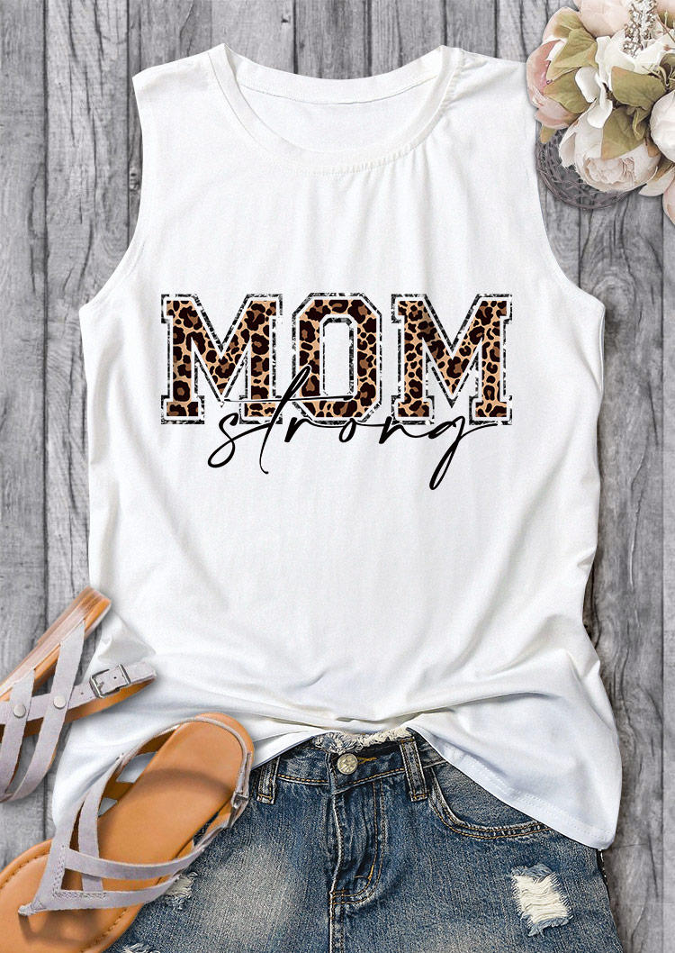 

Tank Tops Leopard Mom Strong O-Neck Tank Top in White. Size: ,XL