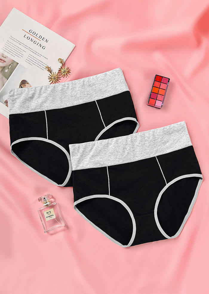 

Panties Color Block High Waist Panties in Black. Size