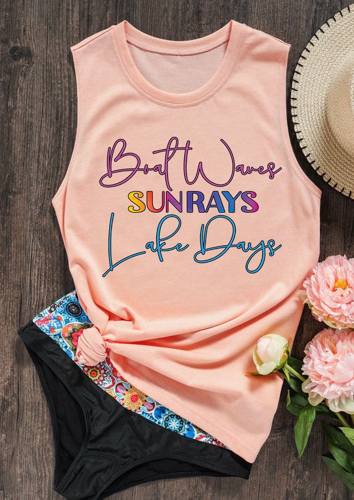 

Tank Tops Boat Waves Sun Rays Lake Days Tank Top in Pink. Size