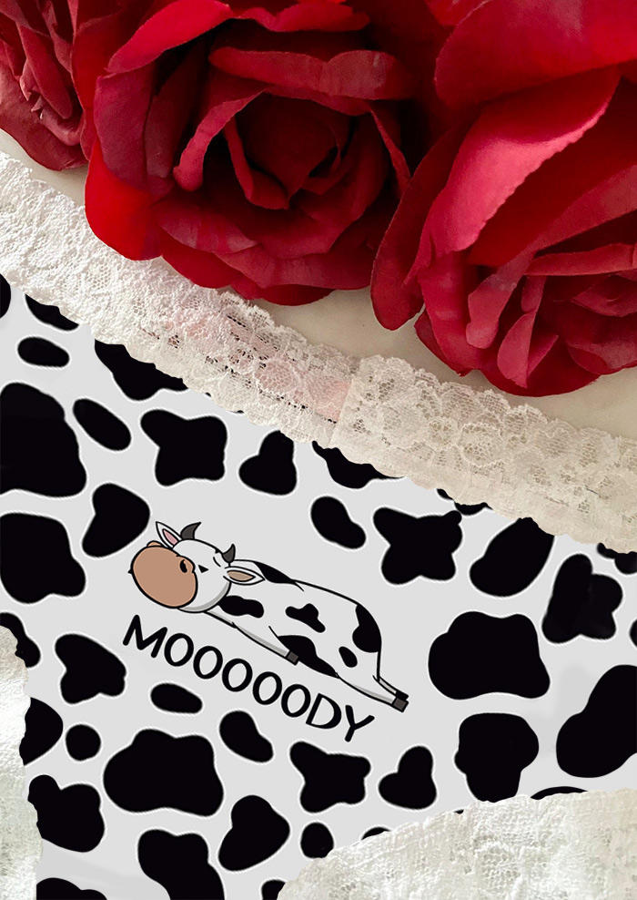 

Panties Mooooody Cow Lace Splicing Panties in Multicolor. Size