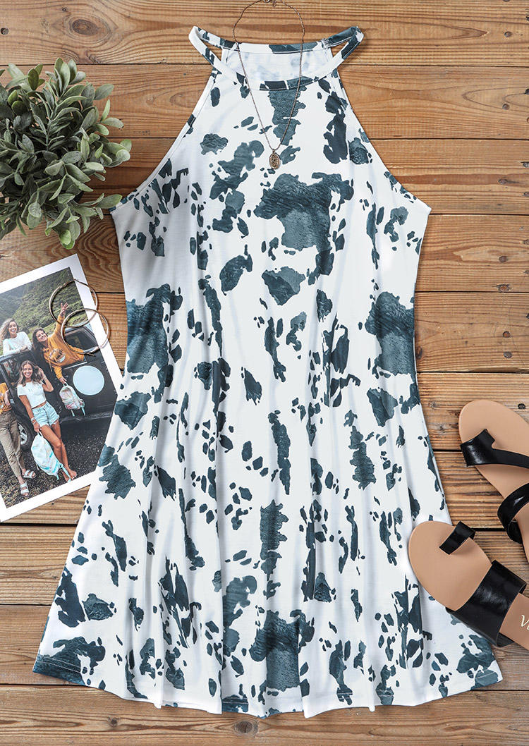 

Mini Dresses Cow Sleeveless O-Neck Mini Dress in Multicolor. Size