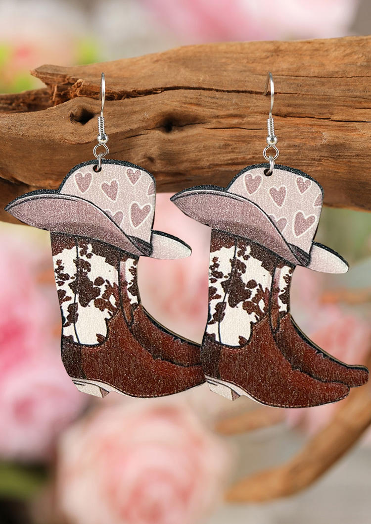 

Earrings Cow Boots Heart Cowgirl Hat Hook Earrings in Multicolor. Size