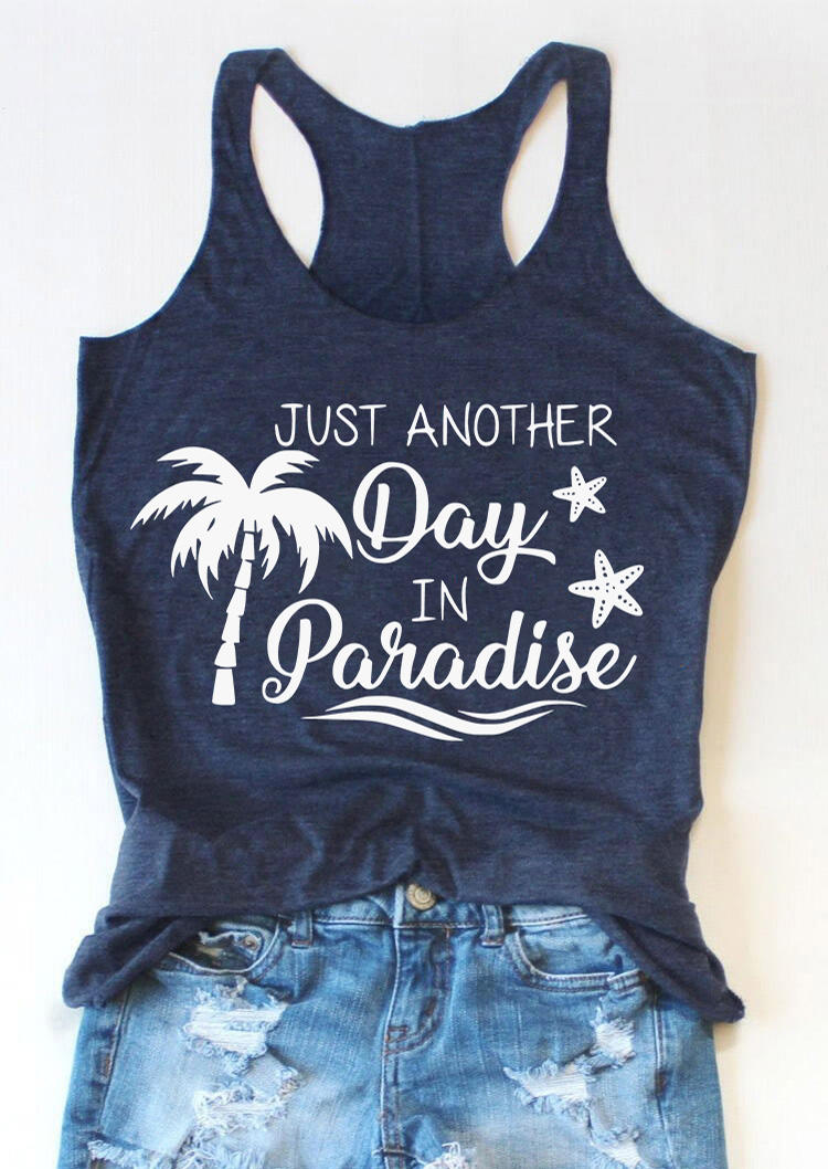 

Tank Tops Just Another Day In Paradise Coconut Tree Racerback Tank Top - Navy Blue in Blue. Size
