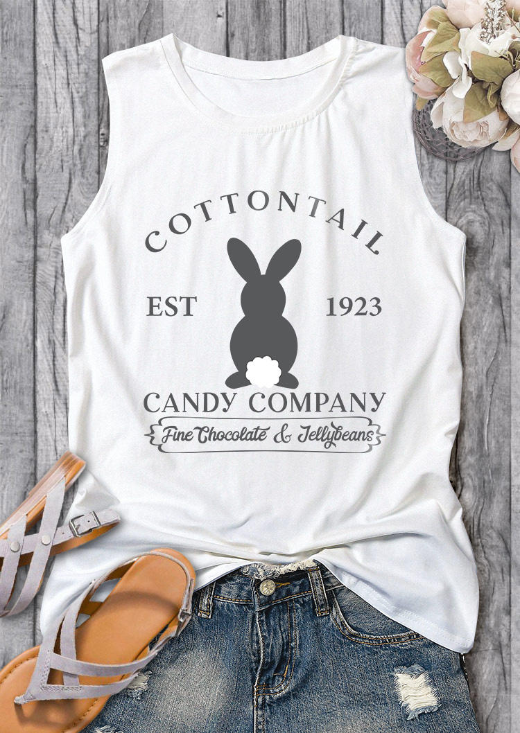 

Tank Tops Easter Cottontail Candy O-Neck Tank Top in White. Size