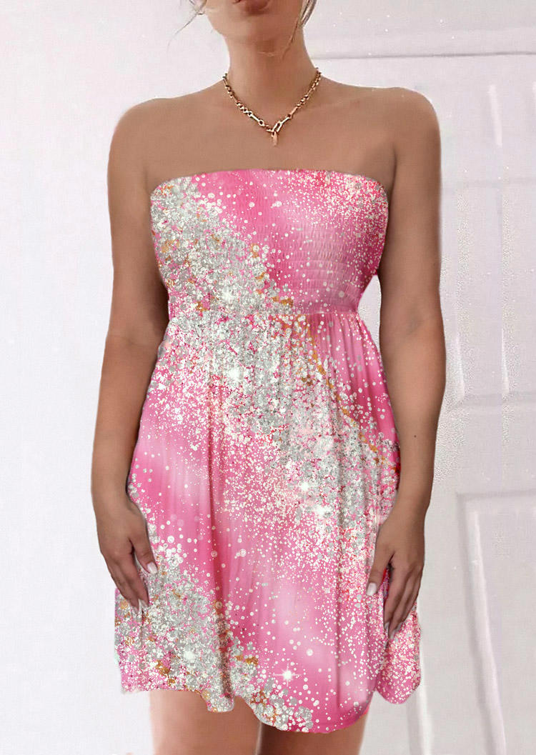 Glitter Smocked Ruffled Mini Dress