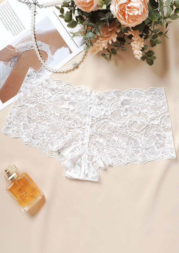 

Panties Lace See-Through Lingerie Panties in White. Size