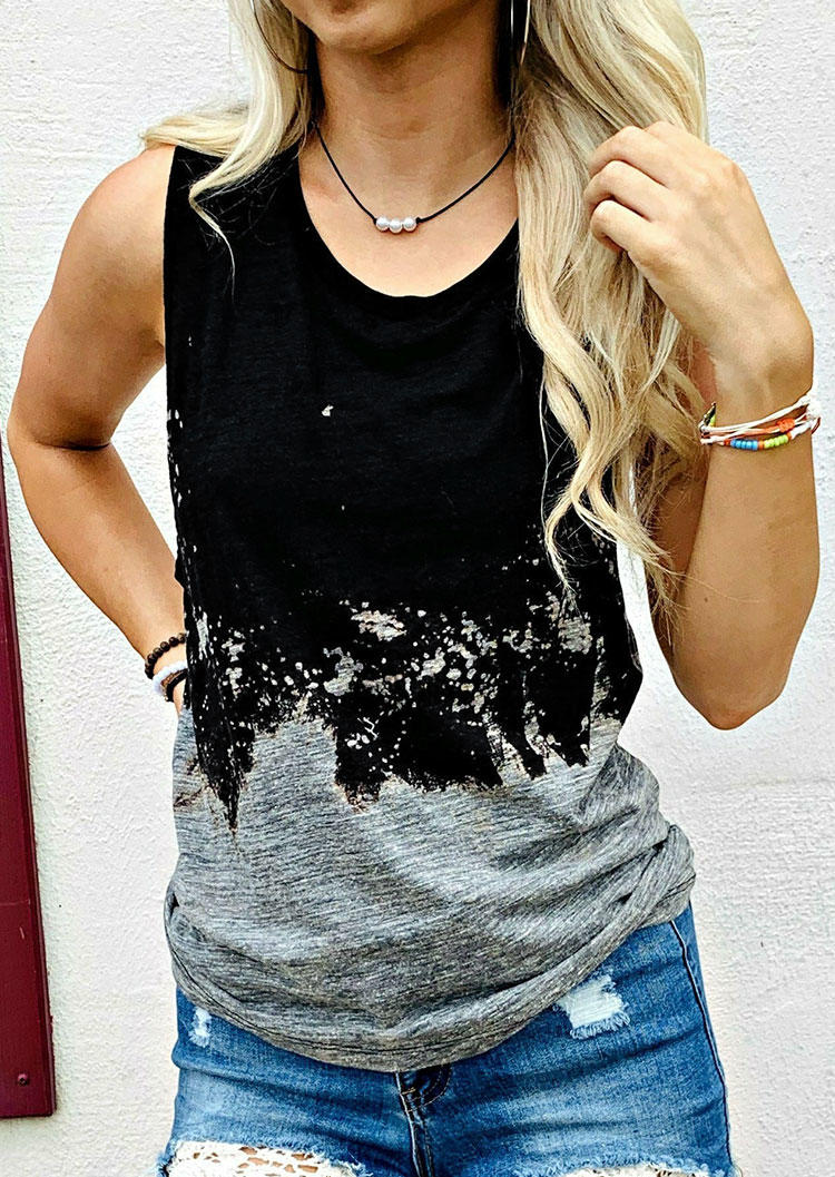 

Tank Tops Tie Dye Distressed O-Neck Casual Tank Top in Multicolor. Size: L,M,,XL