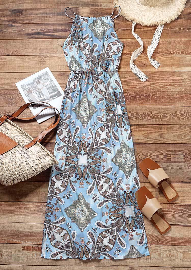 

Maxi Dresses Floral Spaghetti Strap Slit Maxi Dress in Multicolor. Size: ,XL