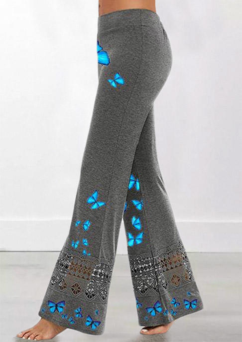 

Pants Butterfly Hollow Out Wide Leg Pants - Dark Grey in Gray. Size