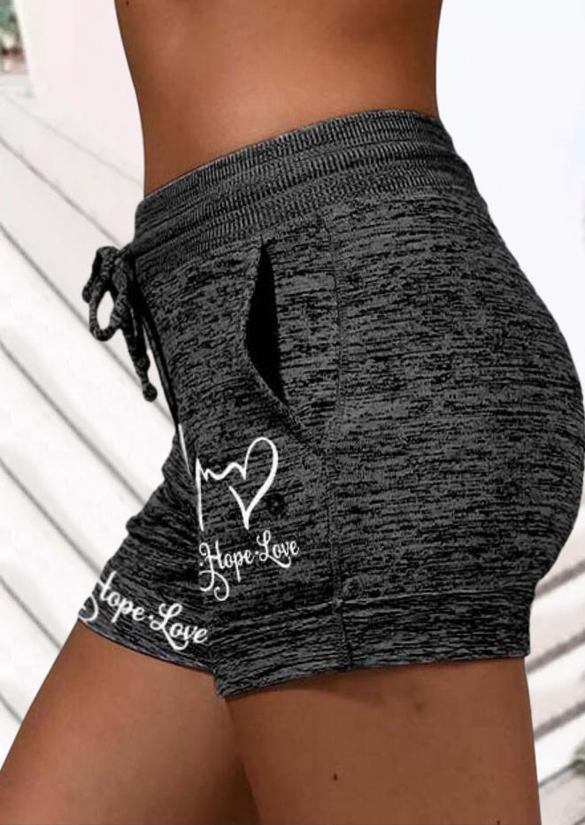 

Shorts Faith Hope Love ECG Heartbeat Drawstring Pocket Shorts in Black. Size