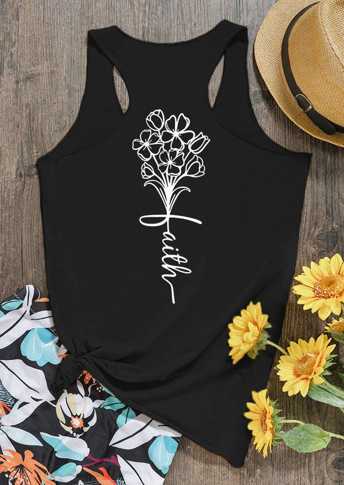 

Tank Tops Faith Wildflower O-Neck Racerback Tank Top in Black. Size