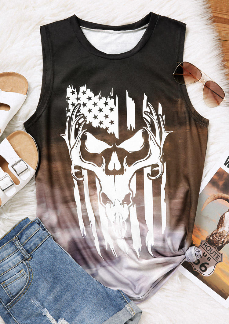 

Tank Tops American Flag Deer O-Neck Tank Top in Multicolor. Size: L,,XL