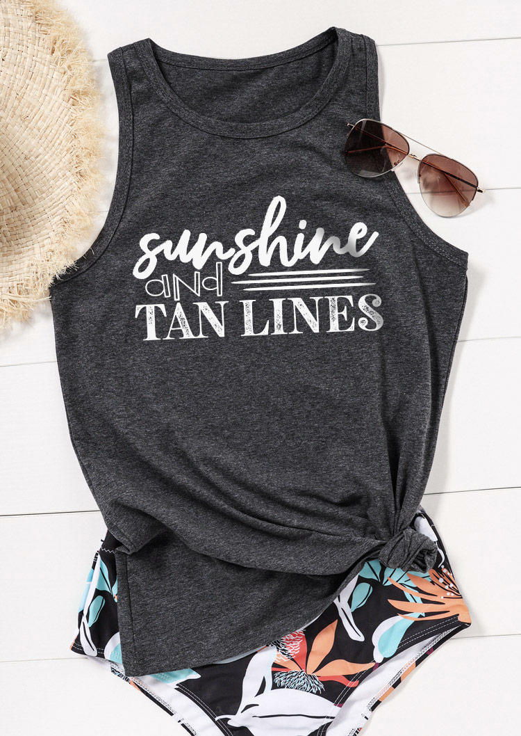 

Tank Tops Sunshine And Tan Lines O-Neck Tank Top - Dark Grey in Gray. Size