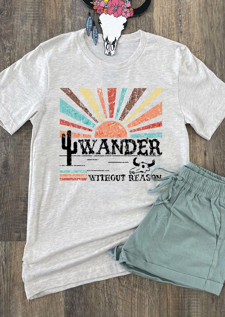 

T-shirts Tees Wander Without Reason Cactus O-Neck T-Shirt Tee - Light Grey in Gray. Size