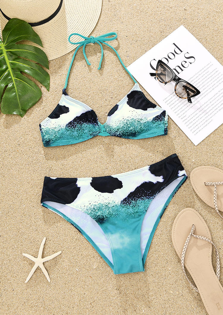 

Bikini Sets Cow Glitter Halter Tie Bikini Set in Multicolor. Size: L,M,,XL