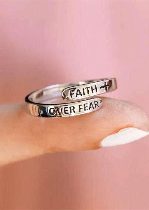 

Rings Faith Over Fear Alloy Ring in Silver. Size