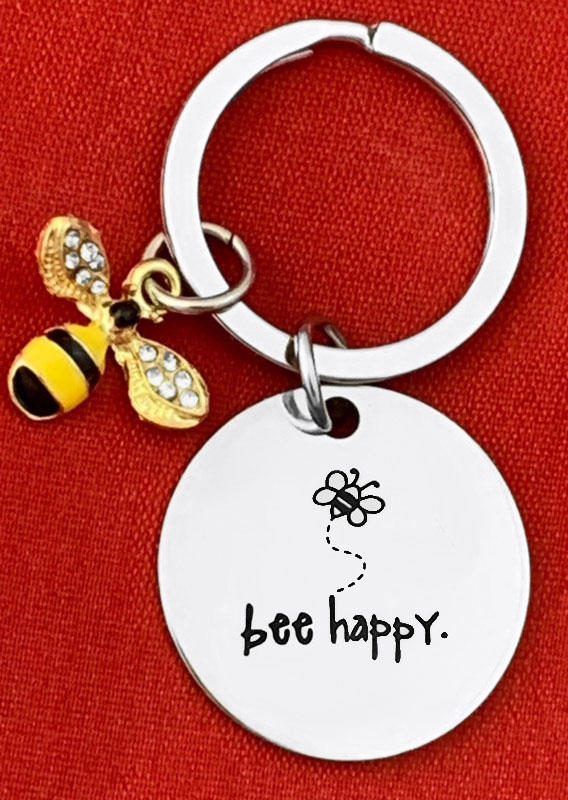 

Keychains Bee Happy Rhinestone Keychain in Silver. Size