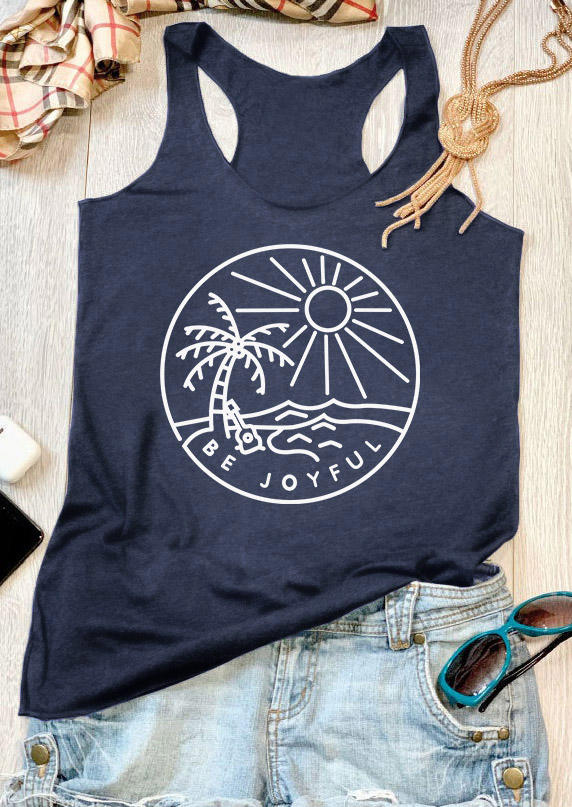 

Tank Tops Be Joyful Coconut Tree Racerback Tank Top - Navy Blue in Blue. Size