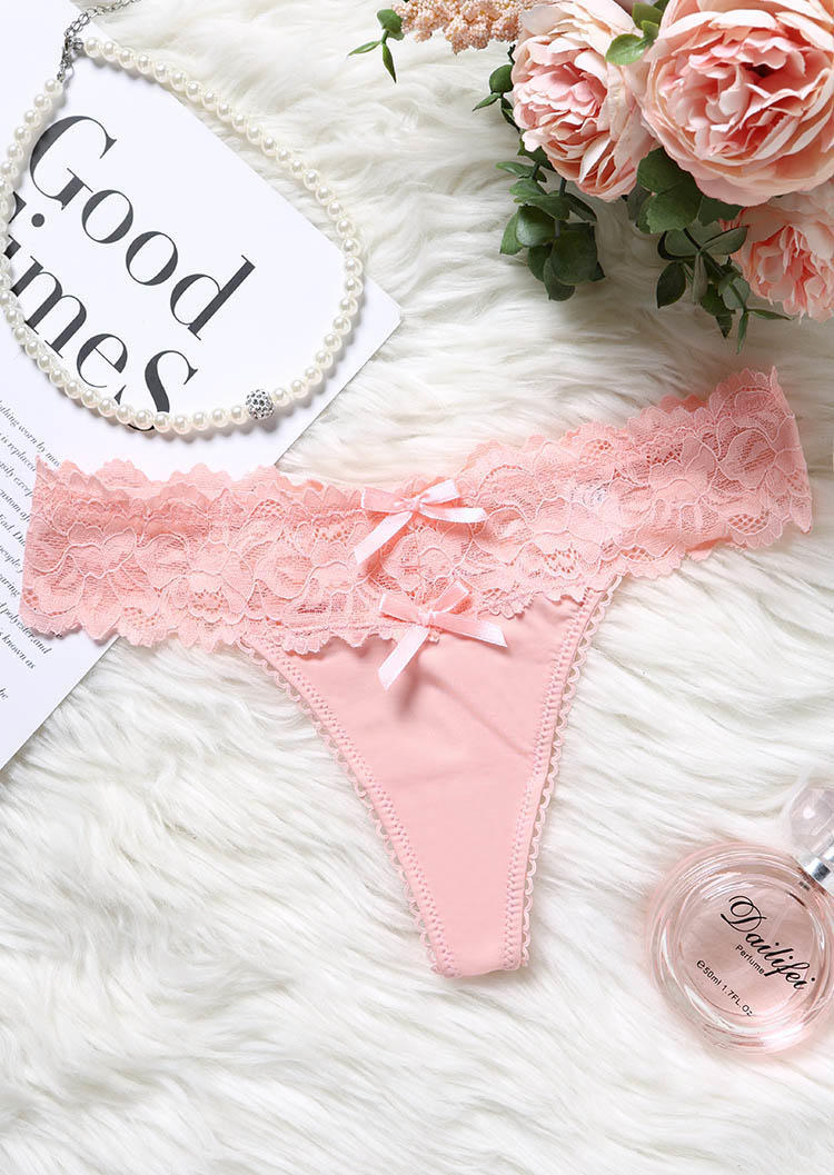 

Panties Criss-Cross Lace Splicing Bowknot Panties in Pink. Size