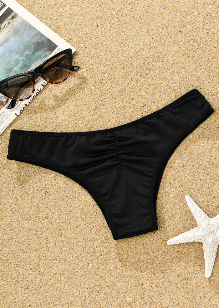 

Swimwear Bottoms Concise Ruched Casual Bikini Panties in Black. Size