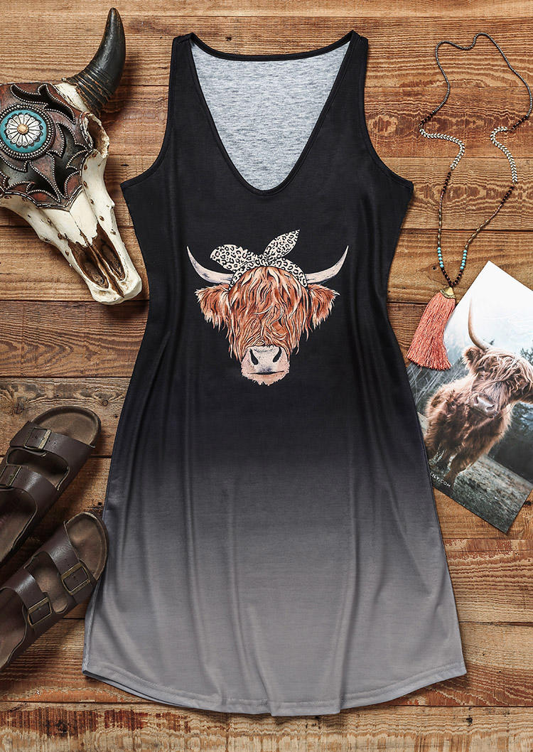 

Mini Dresses Highland Cattle Gradient Leopard Sleeveless Mini Dress in Black. Size: L,,XL