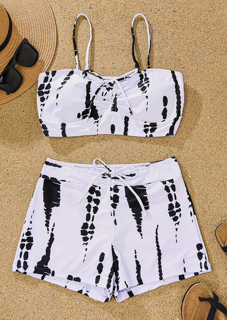 

Bikini Sets Tie Dye Drawstring Tie Bikini Set in White. Size: L,M,,XL