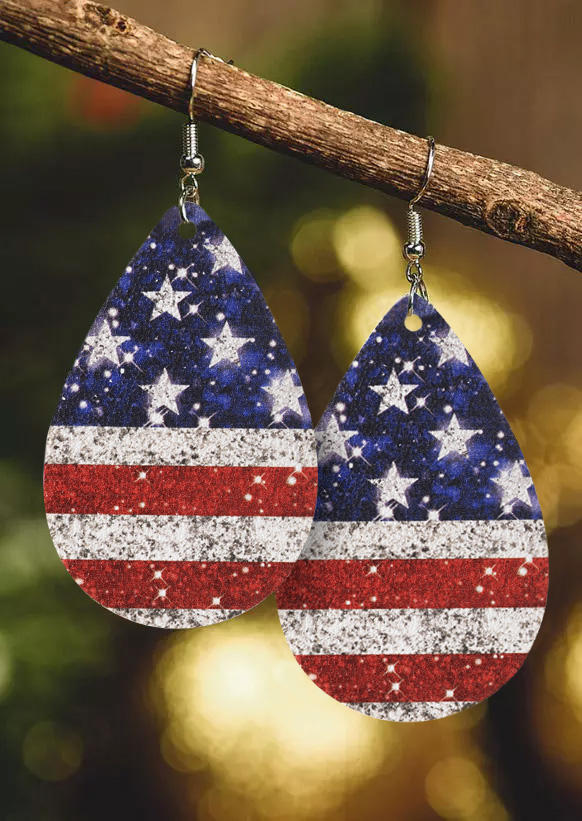 

Earrings American Flag Glitter Star Earrings in Multicolor. Size