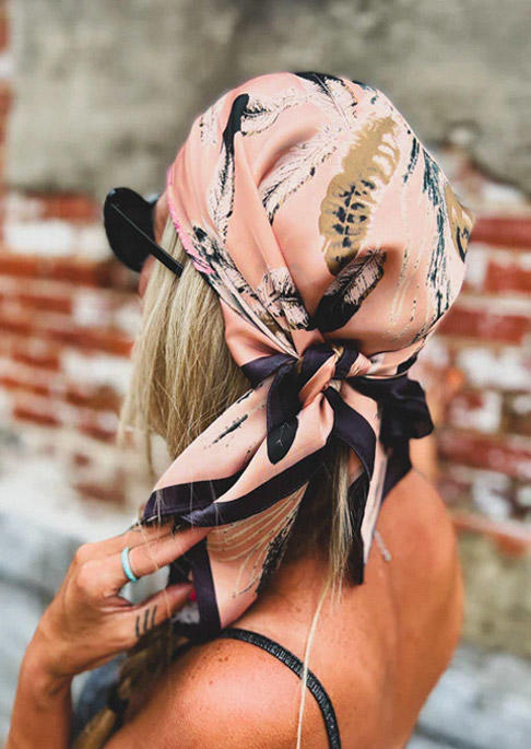 

Multi-Functional Feather Square Headband Hair Scarf in Multicolor. Size