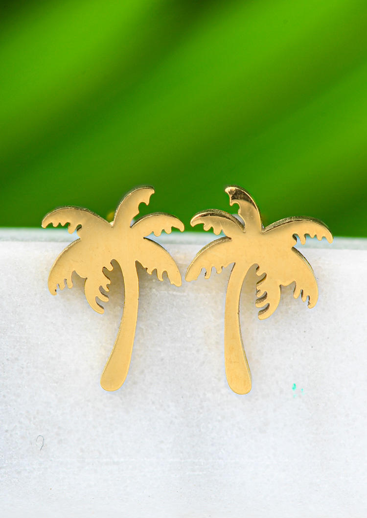 

Earrings Coconut Tree Bohemian Alloy Stud Earrings in Gold. Size