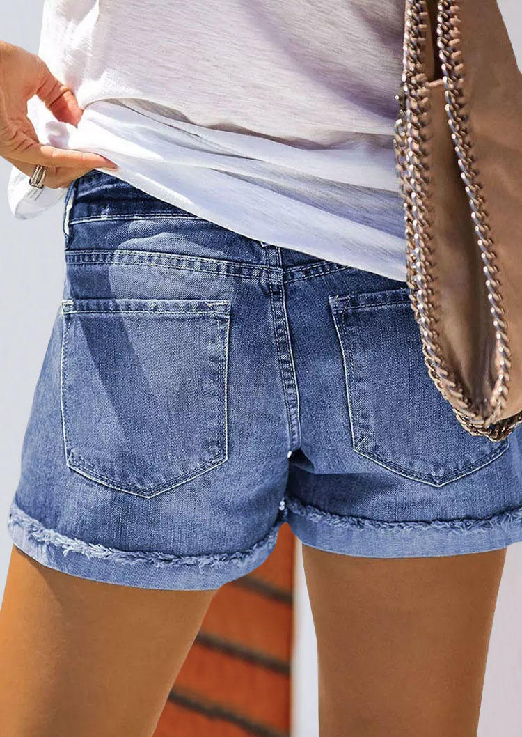 

Shorts American Flag Star Frayed Denim Shorts in Blue. Size
