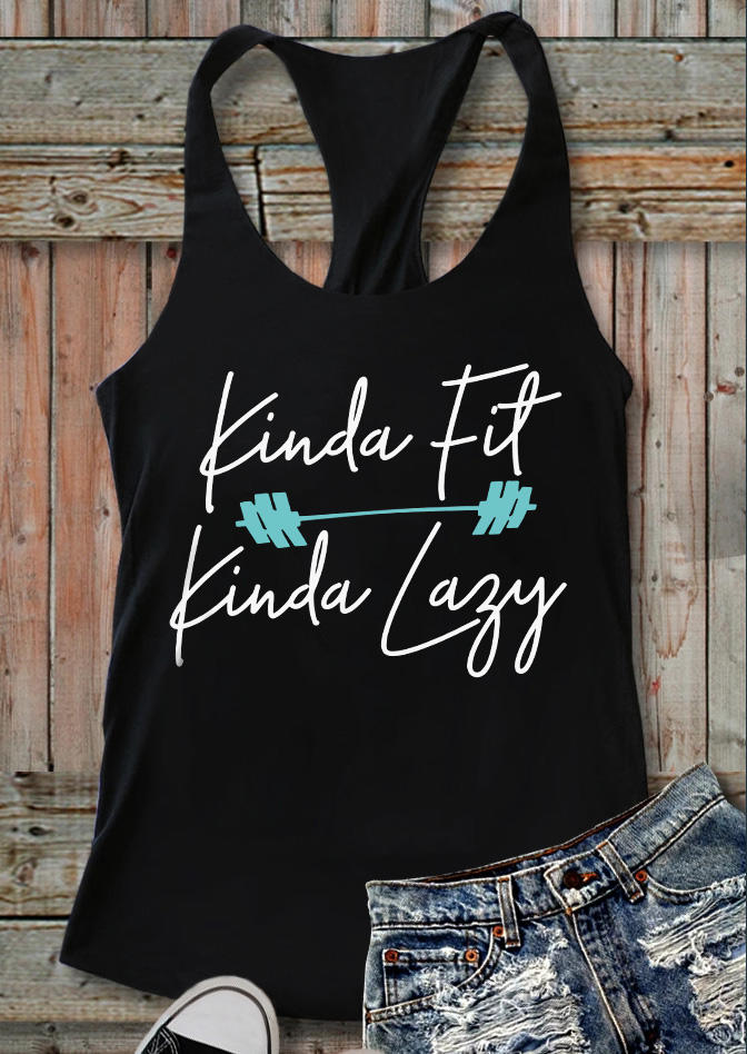 

Tank Tops Kinda Fit Kinda Lazy Racerback Tank Top in Black. Size