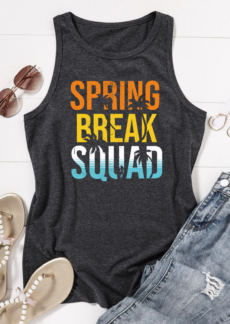 

Tank Tops Spring Break Squad Coconut Tree Tank Top - Dark Grey in Gray. Size: L,M,,XL