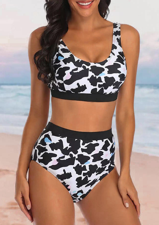 Leopard High Waist Removable Padded Bikini Set