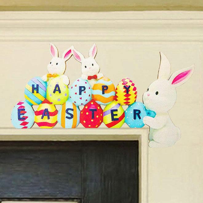 Happy Easter Rabbit Egg Door Frame Decoration Ornament