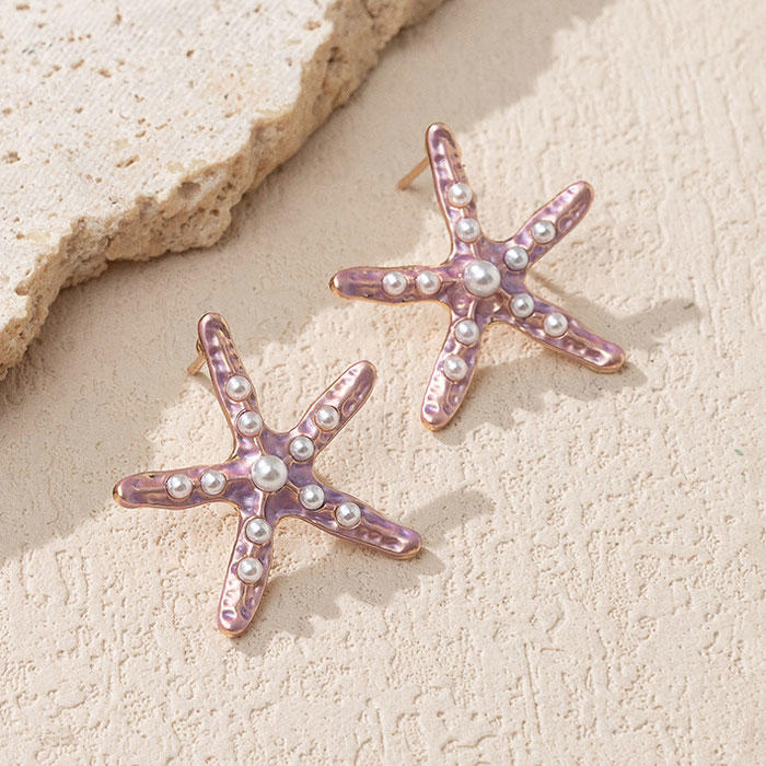Starfish Pearl Alloy Stud Earrings