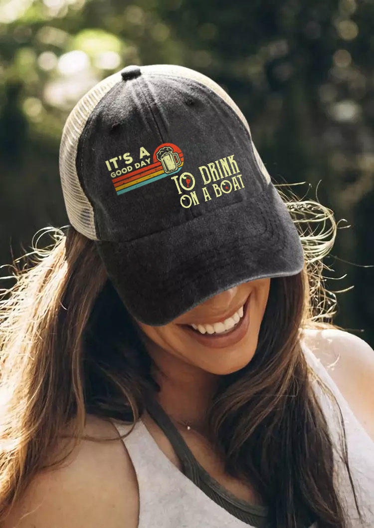 

Hats It's A Good Day To Drink On A Boat Baseball Cap in Black. Size