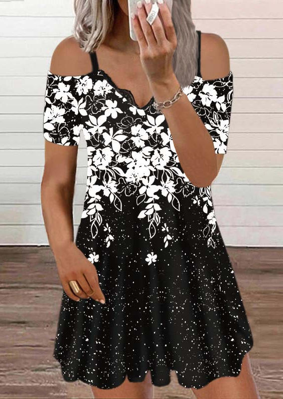 Floral Cold Shoulder Mini Dress