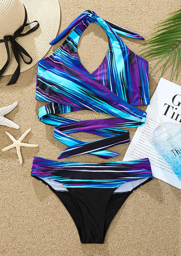 

Bikini Sets Tie Dye Halter Tie Bikini Set in Multicolor. Size: ,XL