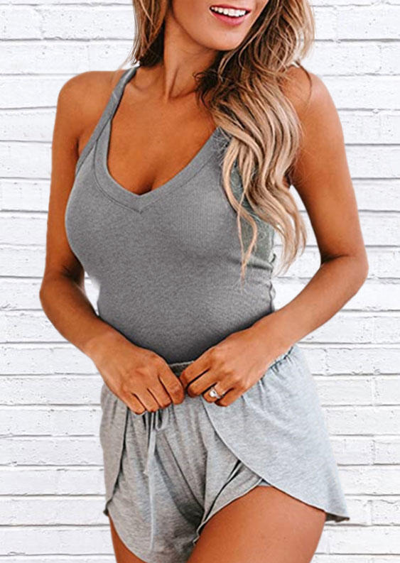 

Tank Tops Sweetheart Collar Casual Tank Top in Gray. Size