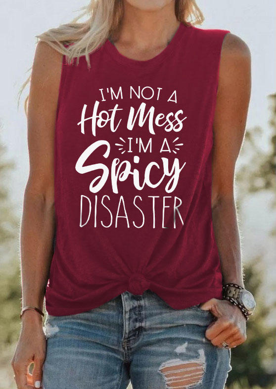 

Tank Tops I'm Not A Hot Mess I'm A Spicy Disaster Tank Top - Burgundy in Red. Size