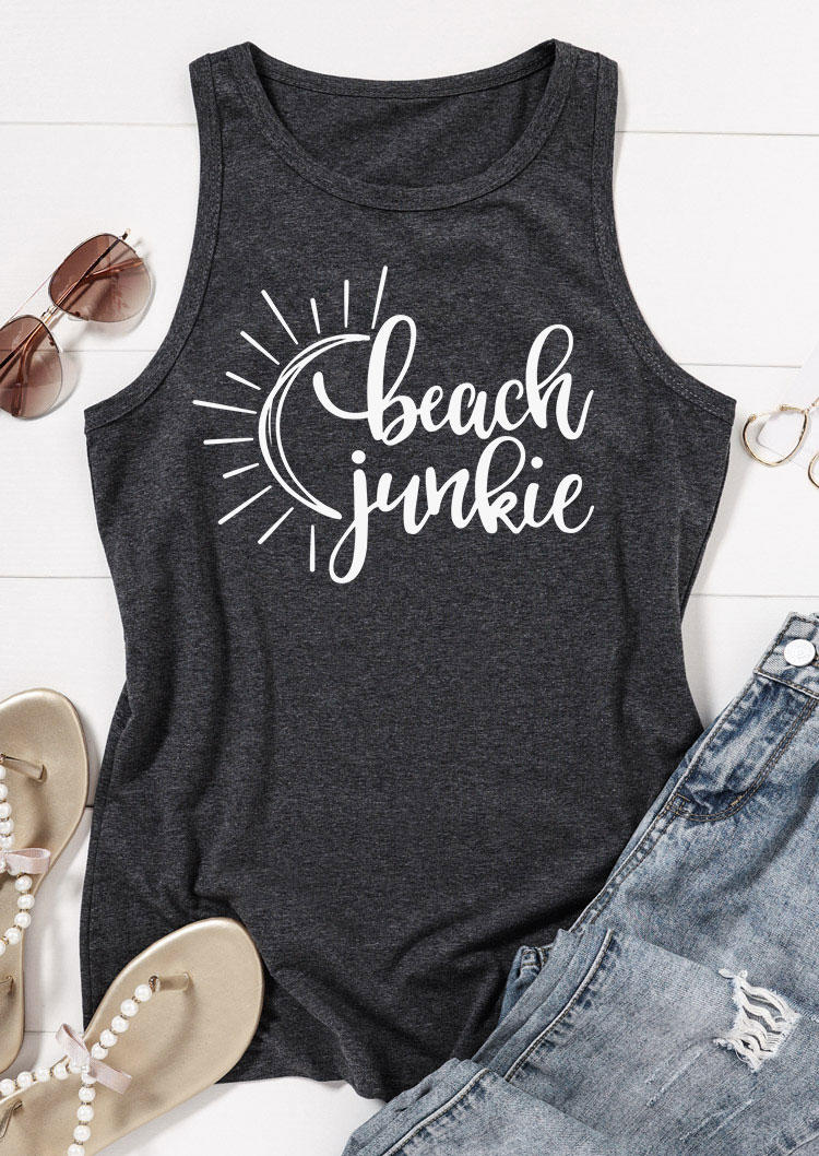 Tank Tops Beach Junkie O-Neck Tank Top - Dark Grey in Gray. Size