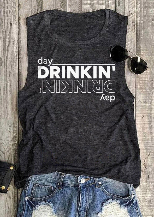 

Tank Tops Day Drinkin' O-Neck Tank Top - Dark Grey in Gray. Size: ,XL