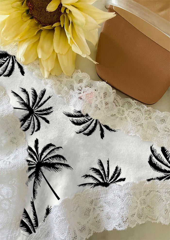 

Panties Coconut Tree Lace Splicing Panties in White. Size