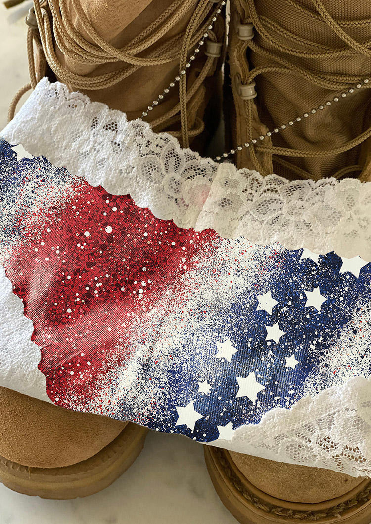 

Panties American Flag Lace Splicing Panties in Multicolor. Size