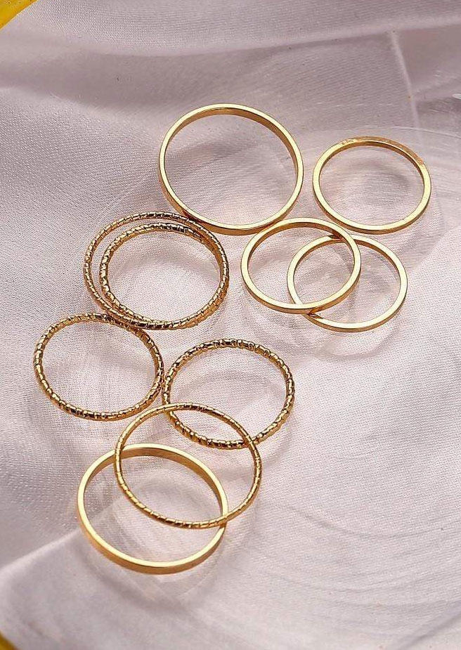 

Rings 10Pcs Simple Alloy Ring Set in Gold,Silver. Size
